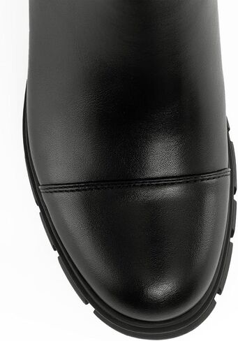 Athlefit Women's Chunky Heel Ankle Boots Platform Lug Sole Elastic Chelsea Short Booties WIth Side Zipper in Kuwait
