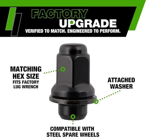 DPAccessories Lug Nuts Compatible with 2000-2006 Toyota Tundra | Black OEM Style | Factory Aluminum Wheels Only | Set of 24 Wheel Nuts | DTOTUN01F-BK/1 in Kuwait