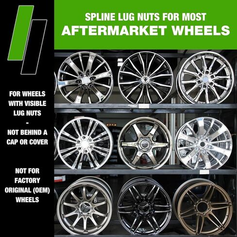 DPAccessories Lug Nuts متوافقة مع 2016-2024 Infiniti Q50 | نمط الشريط الأسود | عجلات الألمنيوم ما بعد البيع فقط | مجموعة من 20 عجلة المكسرات و 1 أداة | DINQ5002A-BK/1 in Kuwait