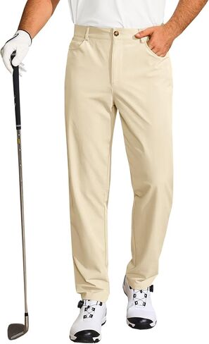 Runcati Mens Golf Pants عرضية مسطحة مسطحة التمدد فستان السراويل بنطلون الأعمال خفيفة الوزن in Saudi Arabia