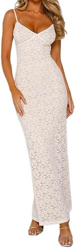 Women's Slim fit Sexy Long Skirt Sleeveless V-Neck Suspender lace Dress with Hip wrap Skirt in Saudi Arabia