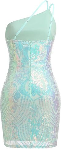 One Shoulder Short Homecoming Dresses for Teens Sparkly Sequin HOCO Dresses for Women Bodycon Mini Dress Rave Party Nightclub in Saudi Arabia