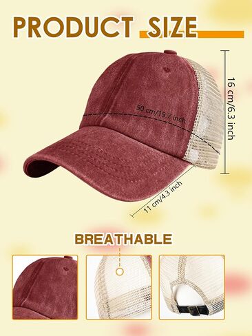 6 Pack Vintage Washed Baseball Cap Cotton Adjuatable Distressed Baseball Hat Mesh Plain Ball Caps for Adult Men Women in Saudi Arabia