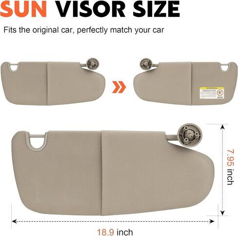 Beige Driver Left Side Sun Visor Replacement Compatible with 2002-2009 Dodge Ram 1500 2500 3500 Replace 1CT11TL2AA in Saudi Arabia
