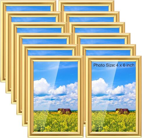 Kathfly 4 x 6 Gold Picture Frames Sets of 12 Modern Simple Designed Photo Frame Bulk with Resin for Pictures Wall Mount Tabletop Display Home Office Hotel Decoration in Saudi Arabia