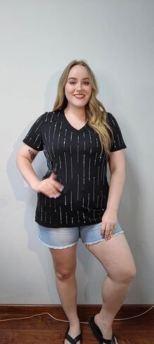 Ritera plus size requin requin tops for women shimmer glitter v neck pluse short shore shore fashy party thirts xl-5xl in Kuwait