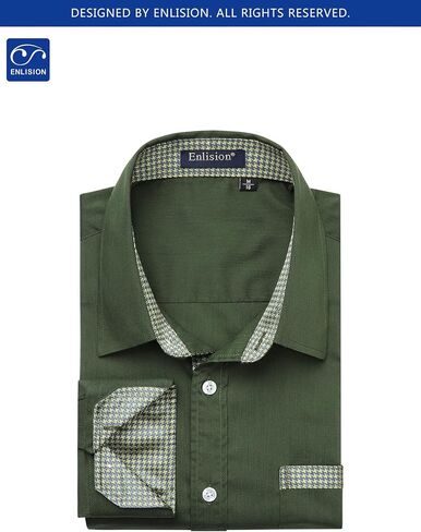 Enlision 305C Men's Slim Fit Long Sleeve Dress Shirt Button Down Collar Wrinkle Resistant Business Casual for Wedding Prom in Kuwait