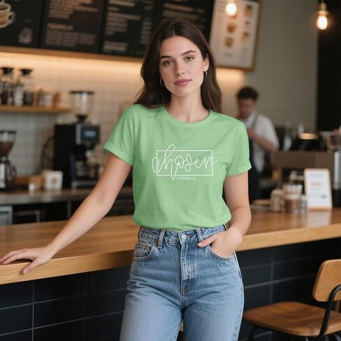 Women's Christian Shirt Christ Chosen T-Shirts Bible Verse Tee Tops in Saudi Arabia