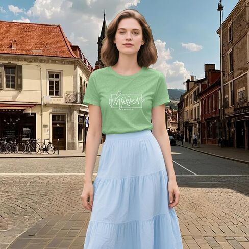 Women's Christian Shirt Christ Chosen T-Shirts Bible Verse Tee Tops in Saudi Arabia