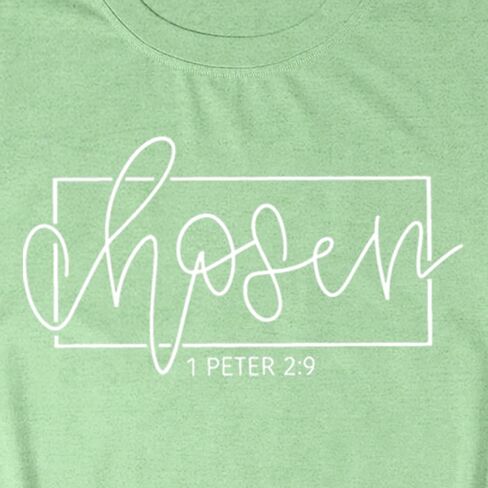Women's Christian Shirt Christ Chosen T-Shirts Bible Verse Tee Tops in Saudi Arabia