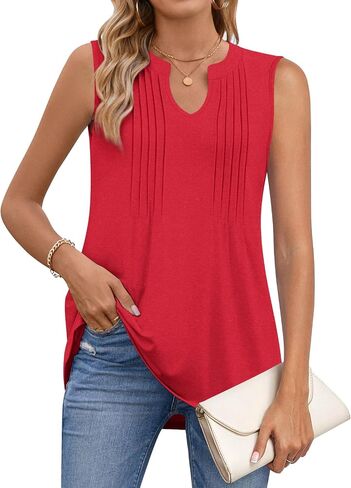 قمم دبابة Bestbee Women’s Tank Datsy Disy Disy 2025 Summer Blouses قمصان أعمال ضد Tunic Tubs Neck Olcyless in Kuwait