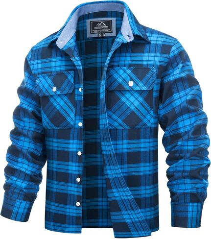 Cotrasen Mens Flannel Shirts Long Sleeve Flannel Shirt for Men Cotton Casual Fashion Button Down Shirt with 2 Pockets in Kuwait