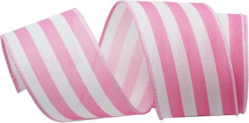 2.5"" Black and Pink Striped Burlap Wired Ribbon, Floral Arrangement, 10 Yards Gift Wrapping, Wreath, Bows, Holiday, Craft Wired Edge Ribbon (pink) in Saudi Arabia