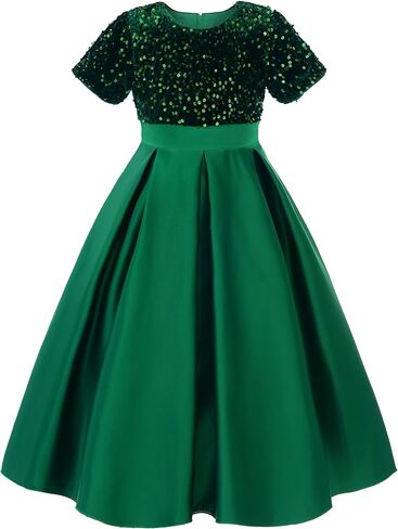 Uhnice Flower Girl Sequin Dress Dressal Satin Ball Ball for Wedding Party in Kuwait