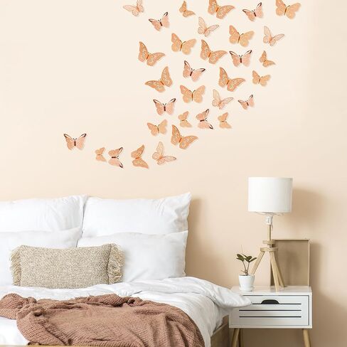 Crosize 48 PCS Butterfly Decorations - 4 أنماط ، 3 أحجام ، ديكور الجدار ثلاثي الأبعاد للحفلة ، الحرف ، باقة ، تزيين الكيك ، ترتيبات الزهور ， لافندر in Kuwait