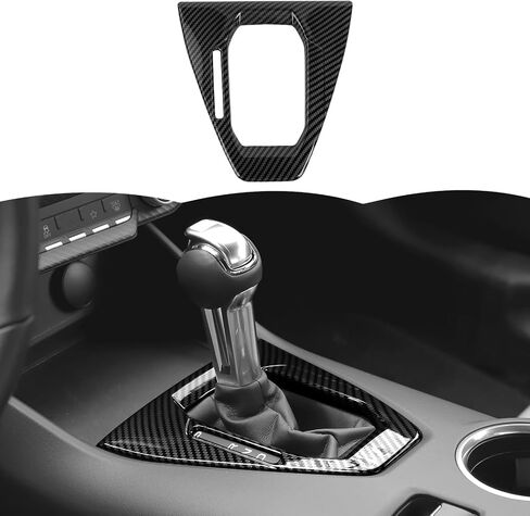 RT-TCZ Gear Shift Panel Cover Trim Center Console Interior Accessories for Ford Mustang 2024 2025,Automatic Gear (Black Carbon Fiber) in Saudi Arabia
