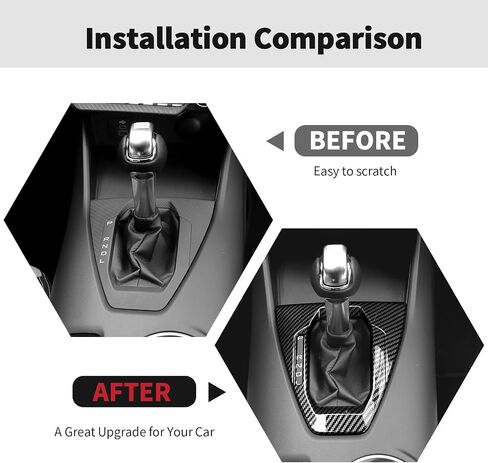 RT-TCZ Gear Shift Panel Cover Trim Center Console Interior Accessories for Ford Mustang 2024 2025,Automatic Gear (Black Carbon Fiber) in Saudi Arabia