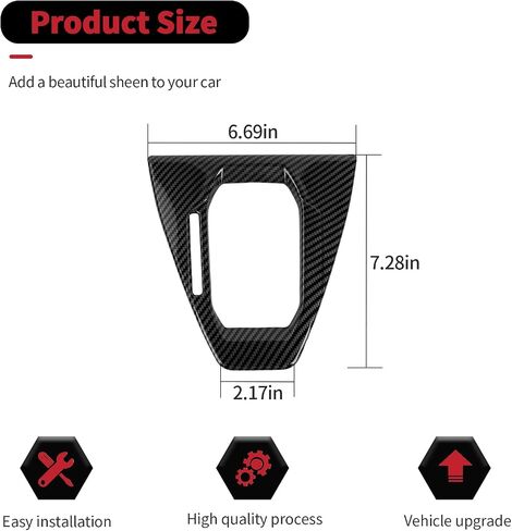 RT-TCZ Gear Shift Panel Cover Trim Center Console Interior Accessories for Ford Mustang 2024 2025,Automatic Gear (Black Carbon Fiber) in Saudi Arabia
