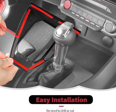 RT-TCZ Gear Shift Panel Cover Trim Center Console Interior Accessories for Ford Mustang 2024 2025,Automatic Gear (Black Carbon Fiber) in Saudi Arabia