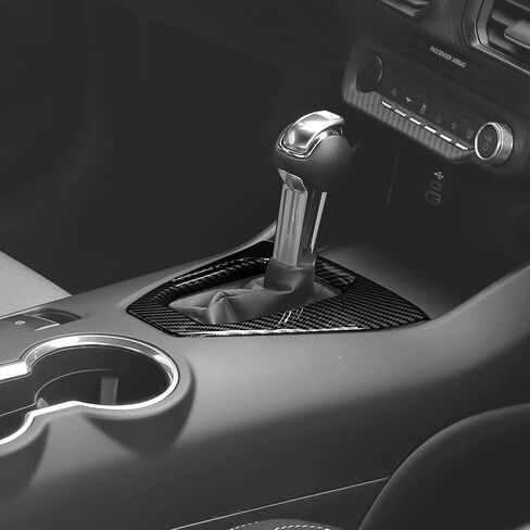 RT-TCZ Gear Shift Panel Cover Trim Center Console Interior Accessories for Ford Mustang 2024 2025,Automatic Gear (Black Carbon Fiber) in Saudi Arabia