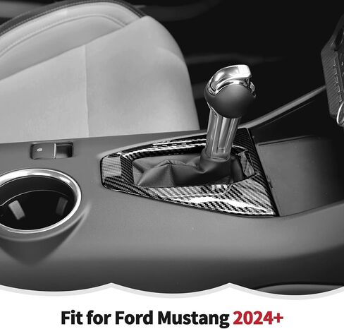RT-TCZ Gear Shift Panel Cover Trim Center Console Interior Accessories for Ford Mustang 2024 2025,Automatic Gear (Black Carbon Fiber) in Saudi Arabia