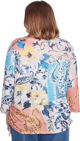 Alfred Dunner Classics Batik Floral Patch Polyester Top in Saudi Arabia