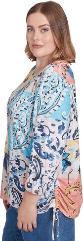 Alfred Dunner Classics Batik Floral Patch Polyester Top in Saudi Arabia