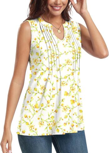 قمم دبابة Bestbee Women’s Tank Datsy Disy Disy 2025 Summer Blouses قمصان أعمال ضد Tunic Tubs Neck Olcyless in Kuwait