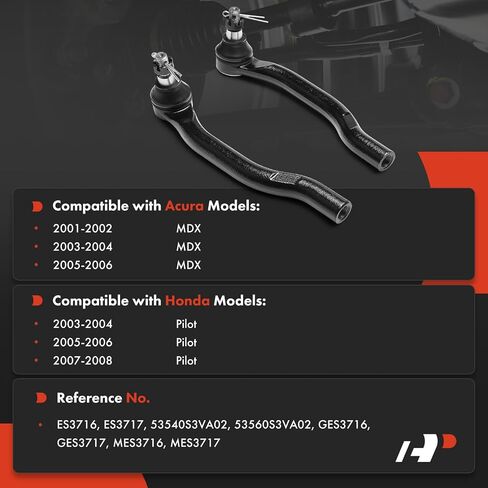A-Premium 2 x Front Outer Tie Rod Ends, Compatible with Honda Pilot 2003-2008 & Acura MDX 2001-2006 in Saudi Arabia