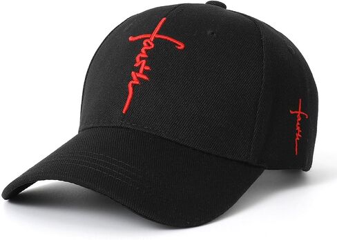Embroidered Cross Baseball Cap, Christian Adjustable Snapback Hat for Men & Women, Structured Dad Hat with Jesus Faith Design in Kuwait