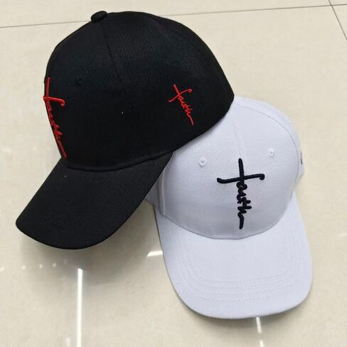 Embroidered Cross Baseball Cap, Christian Adjustable Snapback Hat for Men & Women, Structured Dad Hat with Jesus Faith Design in Kuwait