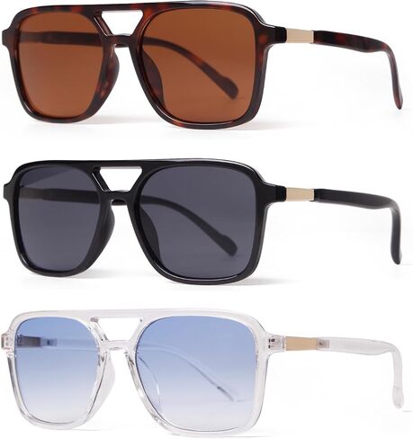 Retro Aviator Sunglasses for Women Men Trendy Square Womens Shades Lightweight Fashion Sun Glassses in Kuwait
