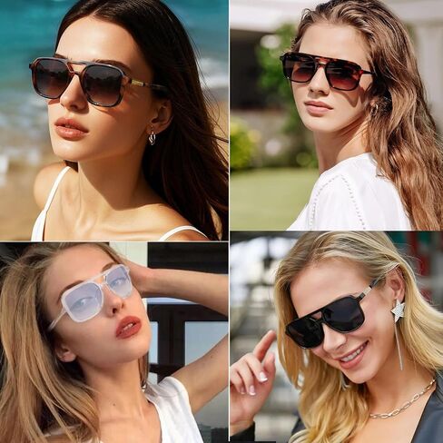 Retro Aviator Sunglasses for Women Men Trendy Square Womens Shades Lightweight Fashion Sun Glassses in Kuwait