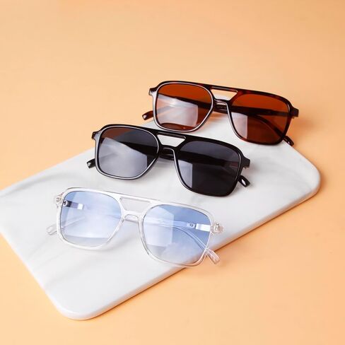 Retro Aviator Sunglasses for Women Men Trendy Square Womens Shades Lightweight Fashion Sun Glassses in Kuwait