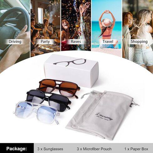 Retro Aviator Sunglasses for Women Men Trendy Square Womens Shades Lightweight Fashion Sun Glassses in Kuwait