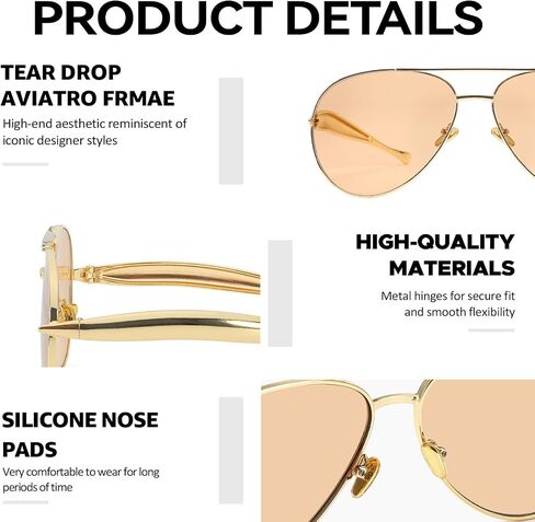 Chicid Oversized Aviator Sunglasses for Women Trendy 2025 Metal Frame Eyewear Shades UV Protection in Saudi Arabia