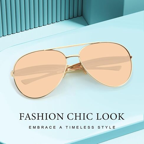 Chicid Oversized Aviator Sunglasses for Women Trendy 2025 Metal Frame Eyewear Shades UV Protection in Saudi Arabia