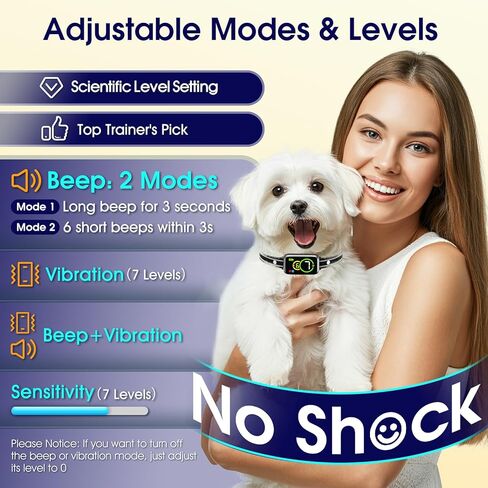طوق اللحاء ، طوق اللحاء للكلب الكبير المتوسط ​​الصغير ، ذكي قابلة لإعادة الشحن الياقات النباح للكلاب ، طوق اللحاء الأوتوماتيكي مع اهتزاز صافرة فعالة 7 حساسيات قابلة للتعديل in Kuwait