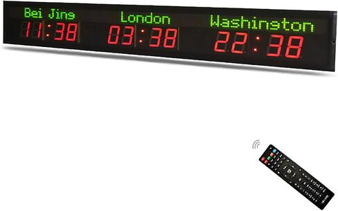 World Time Zones Clock, LED Digital Full Color Multiple Time Zones Clock, 3/4/5 Cities World Time Wall Clock, Brightness Adjustment, for Hotels/Enterprises/airports in Saudi Arabia