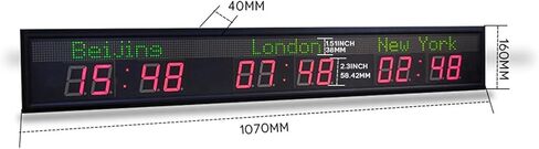 World Time Zones Clock, LED Digital Full Color Multiple Time Zones Clock, 3/4/5 Cities World Time Wall Clock, Brightness Adjustment, for Hotels/Enterprises/airports in Saudi Arabia