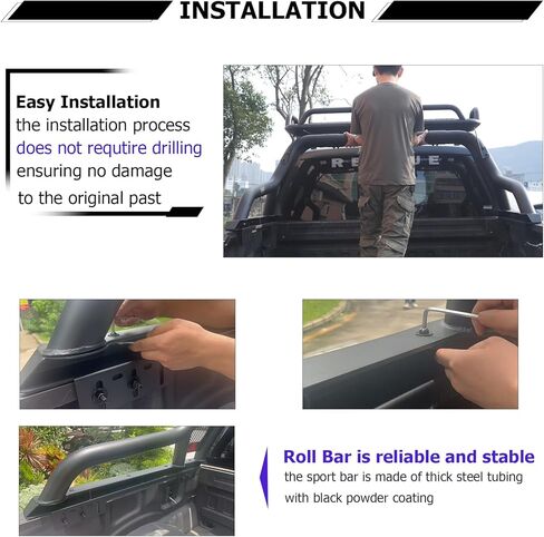 Sport Roll Bars with Cargo Basket, Adjustable Black Steel Bed Bar Fit for Dodge Ram 1500/2500/3500,Ford F150/F250/F350,Chey Silverado&GMC Sierra 1500/2500,Toyota Tundra, Full-Size Truck in Saudi Arabia
