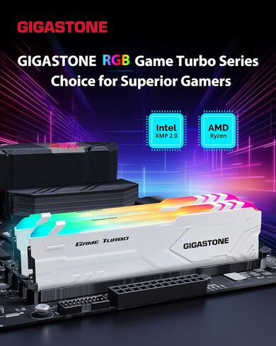 【RGB DDR4 RAM】 Gigsastone Game Pro 32GB Kit (2x16GB) DDR4-3200MHz PC4-25600 CL 16-20-20-40 Intel XMP 2.0 AMD RYZEN in Saudi Arabia
