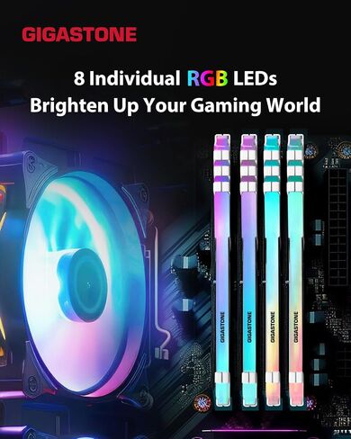 【RGB DDR4 RAM】 Gigsastone Game Pro 32GB Kit (2x16GB) DDR4-3200MHz PC4-25600 CL 16-20-20-40 Intel XMP 2.0 AMD RYZEN in Saudi Arabia