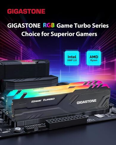 【RGB DDR4 RAM】 Gigsastone Game Pro 32GB Kit (2x16GB) DDR4-3200MHz PC4-25600 CL 16-20-20-40 Intel XMP 2.0 AMD RYZEN in Saudi Arabia