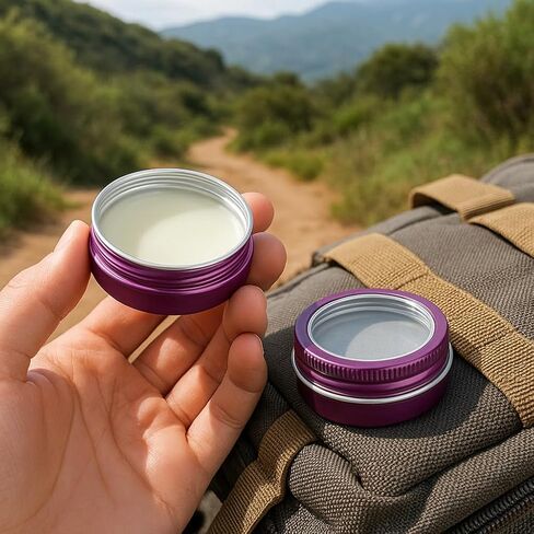 24 Pack 2 Ounce Screw Top Aluminum Tin Jar with Screw Clear Lid and Blank Labels, Refillable 60ml Metal Containers for Lip Balms, Candles, Salves, Spices, Crafts (Gold) in Kuwait