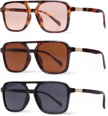 Retro Aviator Sunglasses for Women Men Trendy Square Womens Shades Lightweight Fashion Sun Glassses in Kuwait