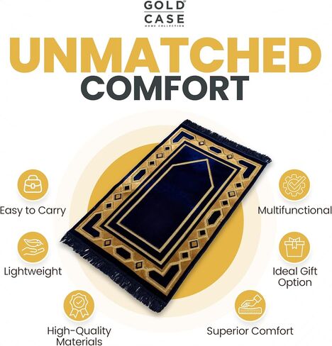 CASE CASE GOLD HOME مجموعة صلاة الإسلامي - سجادة الصلاة الإسلامية للنساء والرجال المسلمين - هدايا الصلاح التركية الناعمة العيد والرامضان - صلاة Bead (Tesbih) شملتها - مصنوعة في تركي - الأزرق البحري in Saudi Arabia