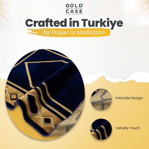 CASE CASE GOLD HOME مجموعة صلاة الإسلامي - سجادة الصلاة الإسلامية للنساء والرجال المسلمين - هدايا الصلاح التركية الناعمة العيد والرامضان - صلاة Bead (Tesbih) شملتها - مصنوعة في تركي - الأزرق البحري in Saudi Arabia