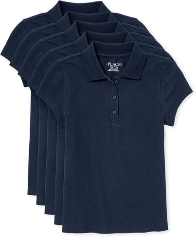 The Children's Place Girls' 5 Pack Short Sleeve Ruffle Pique Polo, White, X-Large(Plus) in Saudi Arabia