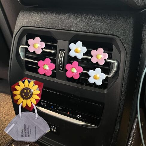 6 Pcs Flower Air Vent Clips, Cute Daisy Car Air Fresheners Vents Clips Car Air Conditioning Outlet Clip Glam Car Interior Decor Charm Daisy Cute Car Accessories for Women(Colorful) in Saudi Arabia
